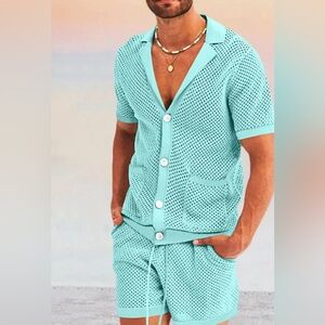 NWT, Coofandy Casual Breathable Mesh Set, Lake Blue ,2XL, V53